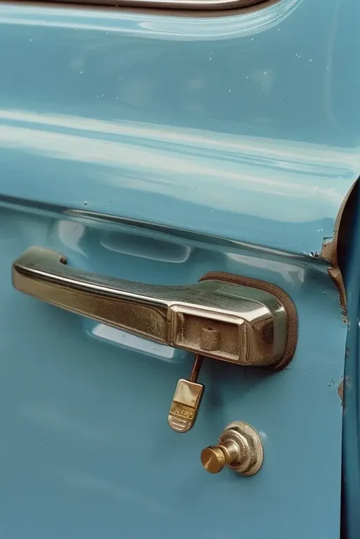 Schloss eines blauen Autos Schloss eines blauen Autos
